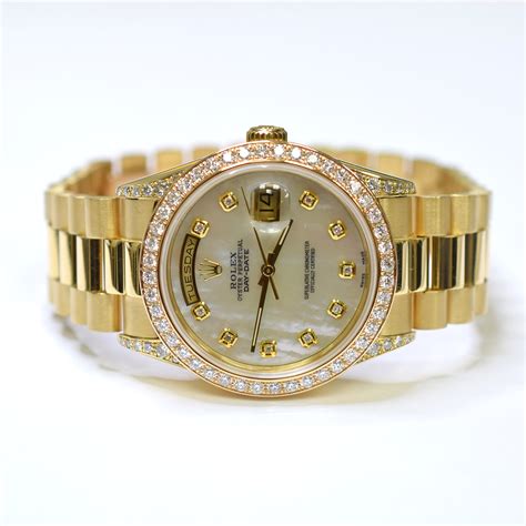 rolex 18kt yellow mop|rolex day date watch 18 ct.